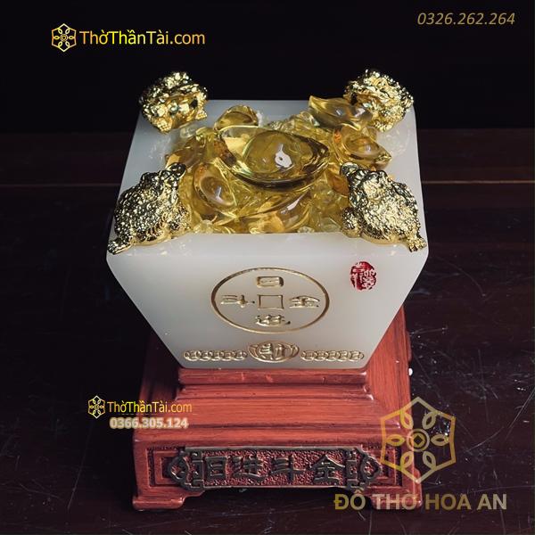 Bồn Tụ Bảo Chiêu Tài Vuông Đá Trắng