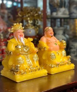 Tượng Thần Tài Thổ Địa Phú Quý Bột Đá Vàng Thạch Anh