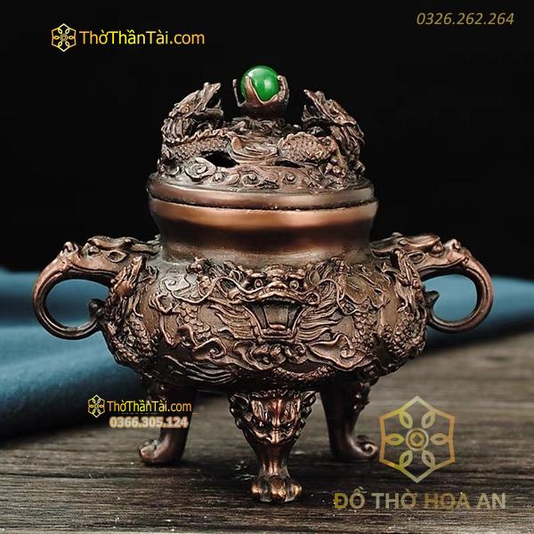 Đốt Trầm Rồng Song Long Chầu Ngọc Đồng Hun