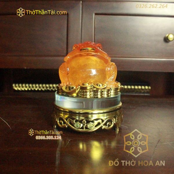 Cóc/ Thiềm Thừ Phong Thuỷ Xoay Đế Kính Lưu Ly Cam