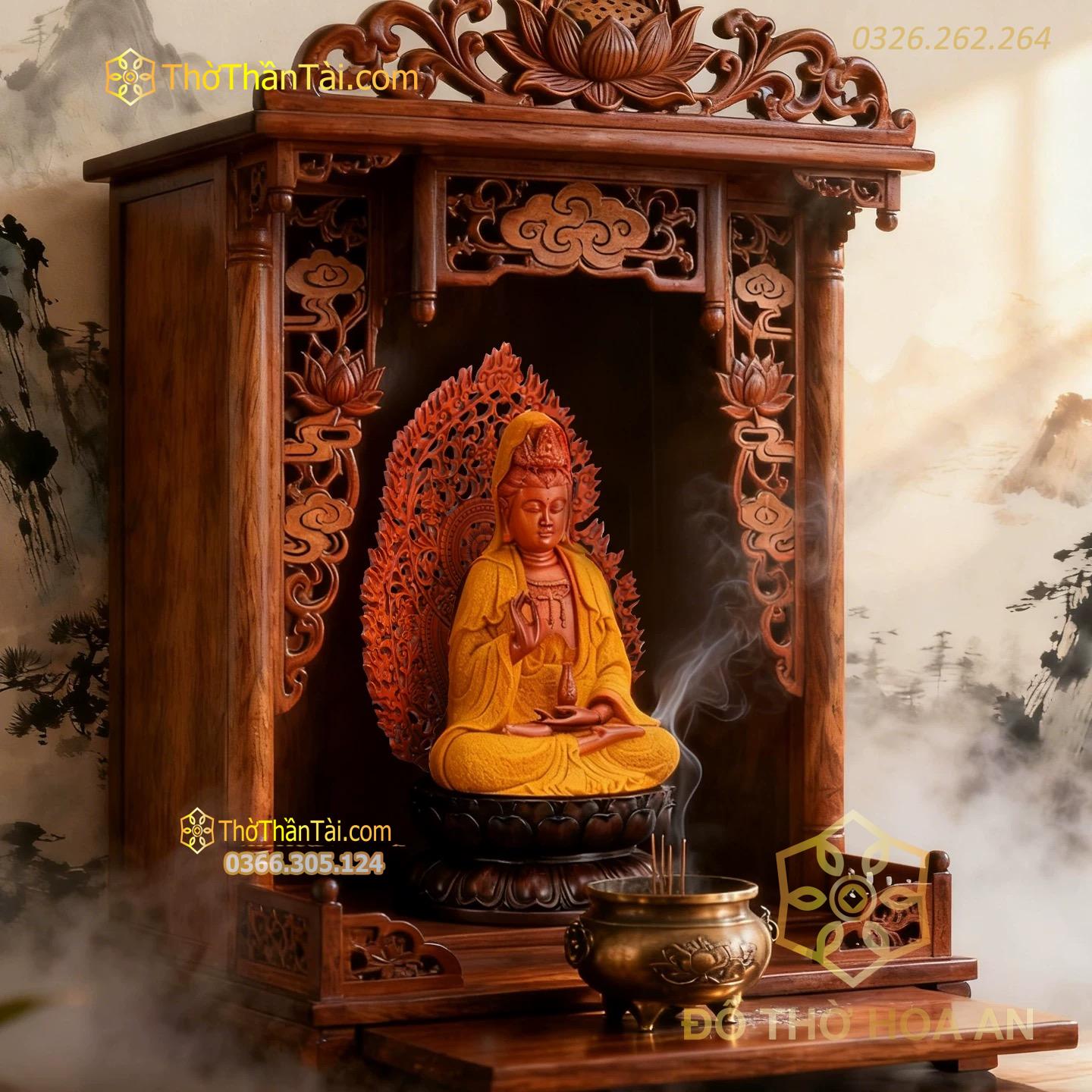 Tượng Phật Bà Quan Âm Gỗ Dát Kim