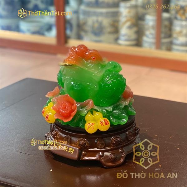 Cóc Thiềm Thừ Phong Thuỷ Xoay Đế Gỗ Hồ Lô Xanh