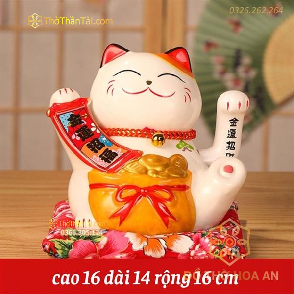 Mèo Thần Tài Chiêu Phúc Đối Liên 16cm