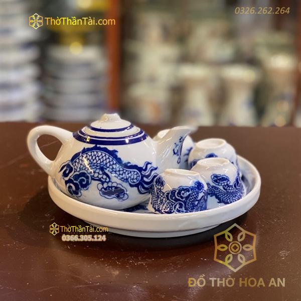 Bộ trà rồng men lam - rẻ
