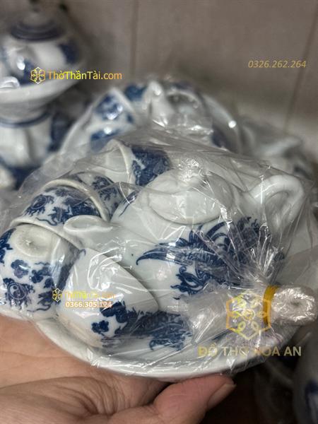 Bộ trà rồng men lam - rẻ