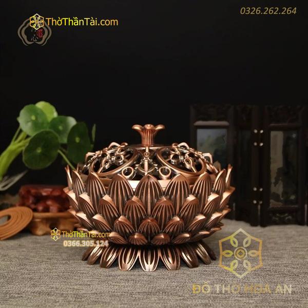 Đốt trầm hình hoa sen bằng đồng hun