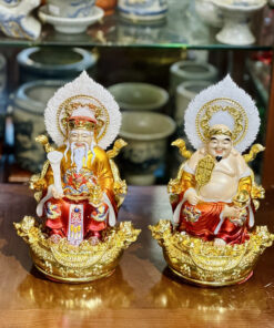 Tượng Thần Tài Thổ Địa Hiệu Ứng Đồng Gấm Đỏ