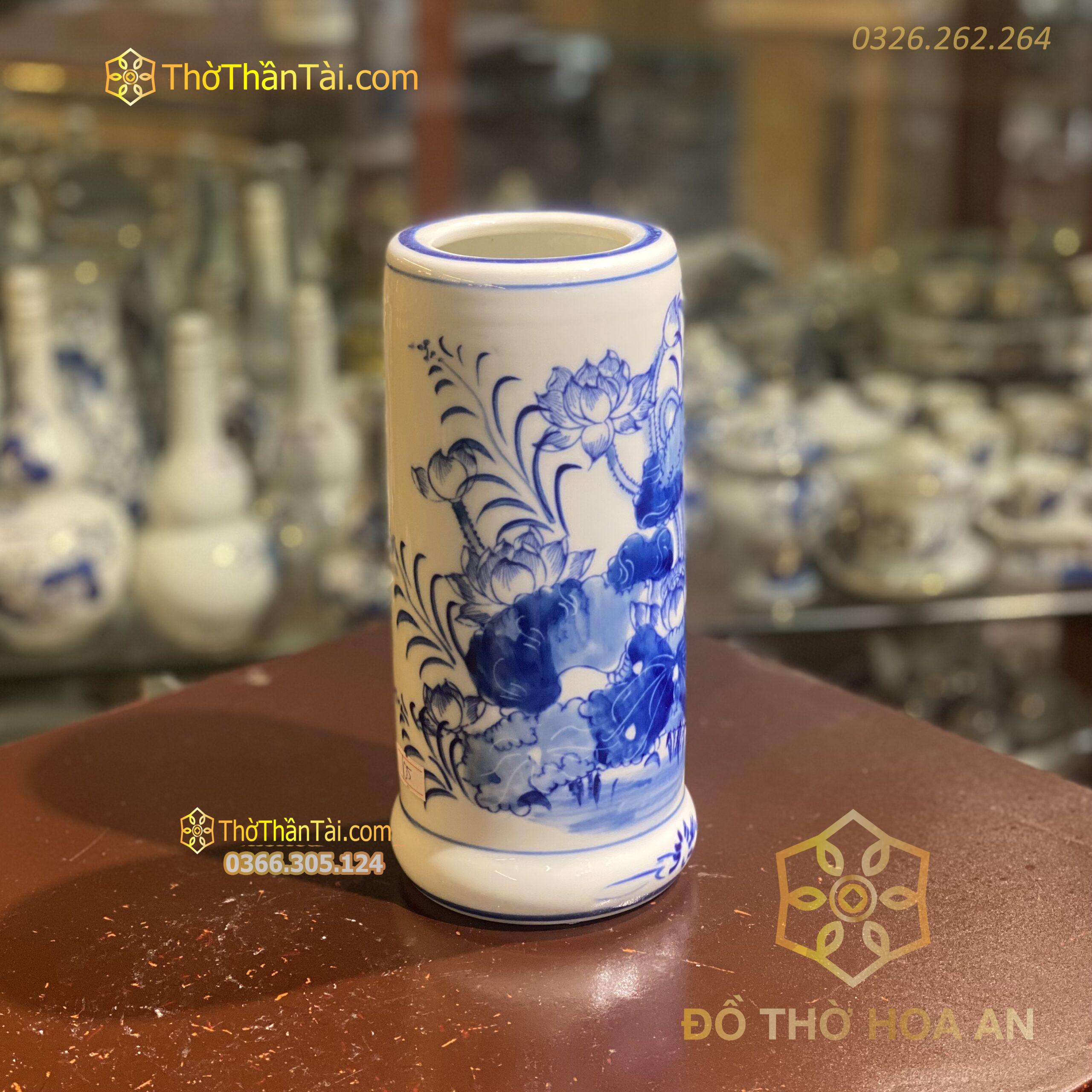 Ống Hương Hoa Sen Men Trắng