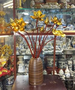 Cành Hoa Sen Gỗ Mít Sơn Son Thếp Vàng