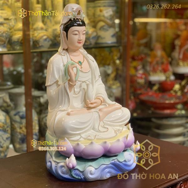 Tượng Quan Âm Ngồi Đài Sen Sứ Đức Hóa