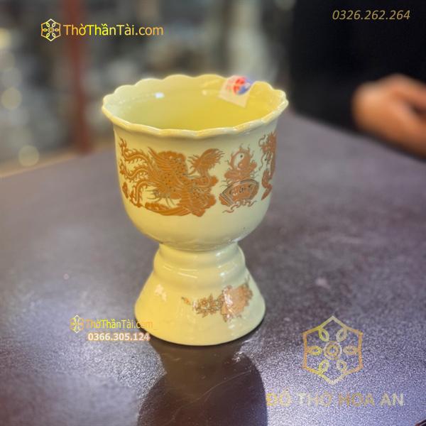 Ly Đựng Phật Thủ Bát Tràng Vàng Ngà