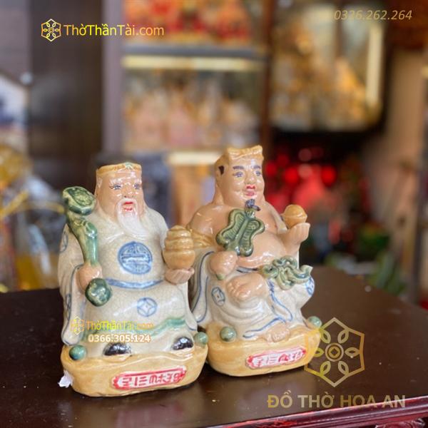 Tượng Thần Tài Thổ Địa Sứ Men Rạn Đắp Nổi