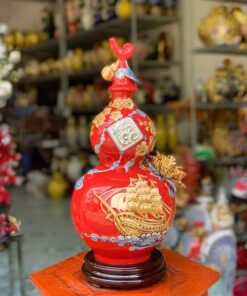 Hồ Lô Hút Lộc Chữ Lộc Thuận Buồm Xuôi Gió Đỏ Đắp Nổi