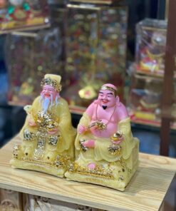 Tượng Thần Tài Thổ Địa Bột Đá Vuông Vàng