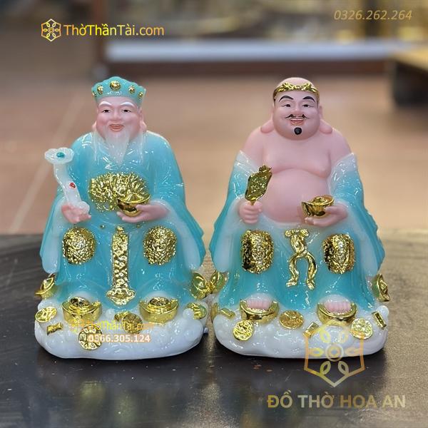 Tượng Thần Tài Thổ Địa Mây Bột Đá Xanh Dương