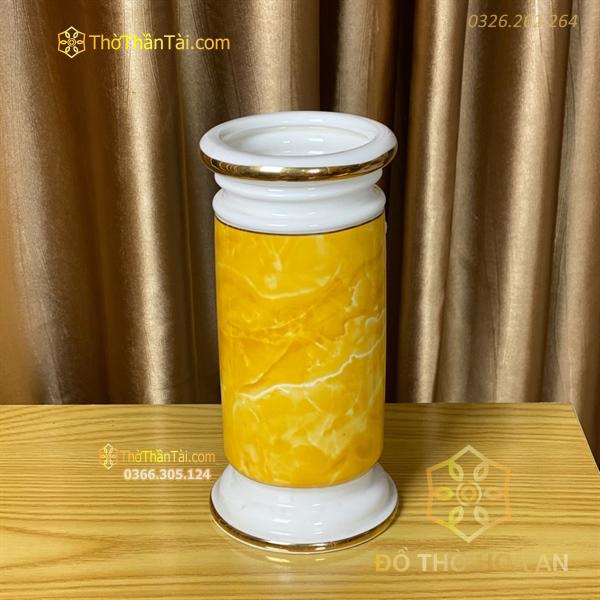 Ống Hương Sứ Vân Đá Vàng