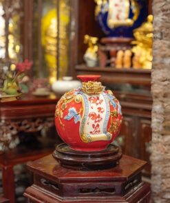Bình Hút Lộc Cuốn Thư Phát Tài Phát Lộc Men Màu Đắp Nổi