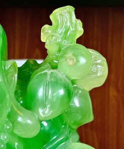 Tượng Di Lặc Đứng Vác Cành Đào Bột Đá Xanh Lá