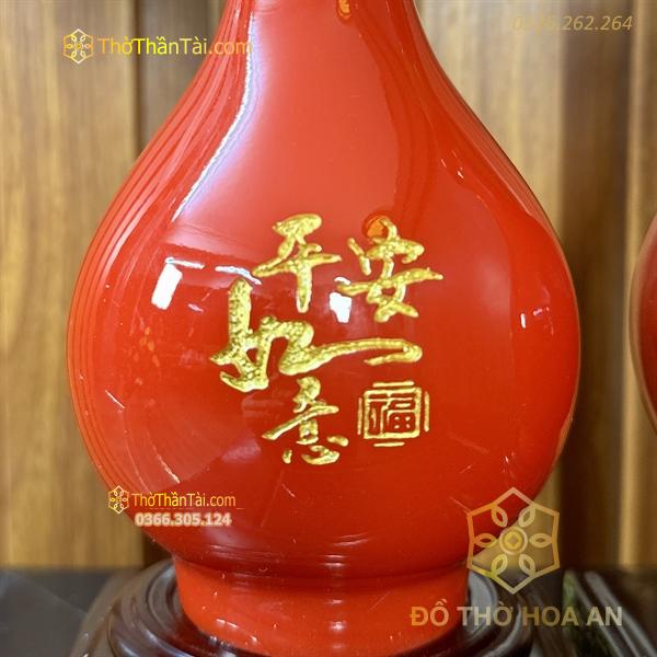 Cặp Bình Như Ý Mẫu Đơn Màu Đỏ