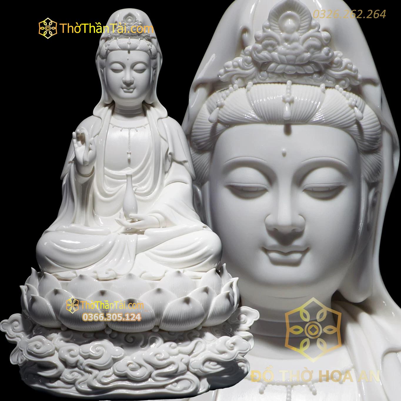Tượng Phật Bà Quan Âm Đá Bạch Ngọc