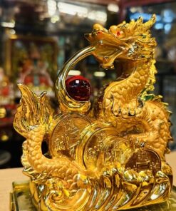Tượng Rồng Vàng Ôm Dây Tiền