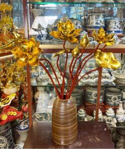 Cành Hoa Sen Gỗ Mít Sơn Son Thếp Vàng