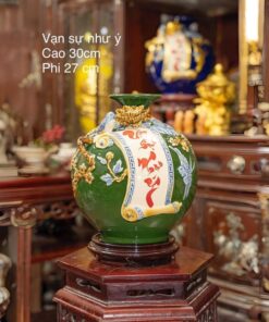 Bình Hút Lộc Cuốn Thư Vạn Sự Như Ý Men Đắp Nổi