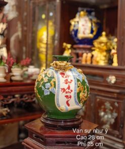 Bình Hút Lộc Cuốn Thư Vạn Sự Như Ý Men Đắp Nổi
