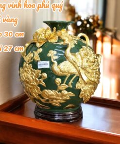 Bình Hút Lộc Công Đào Phú Quý Men Màu Dát Vàng