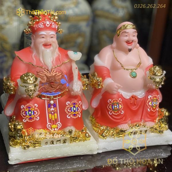Tượng Thần Tài Thổ Địa Bột Đá Phú Quý Rồng Đỏ