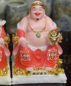 Tượng Thần Tài Thổ Địa Bột Đá Phú Quý Rồng Đỏ