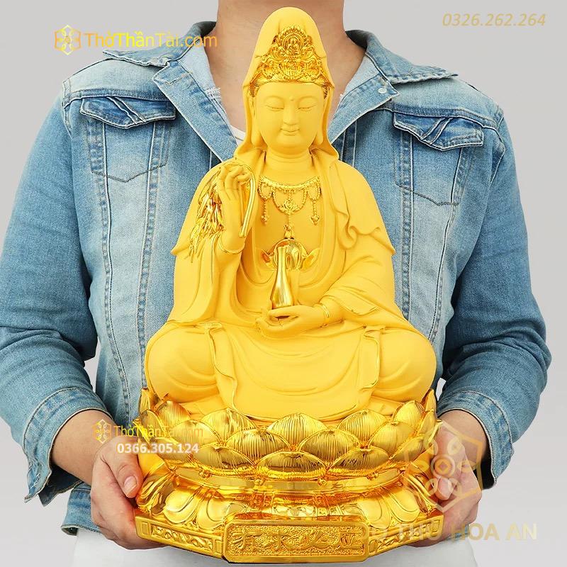 Tượng Phật Bà Quan Âm Composite Vàng