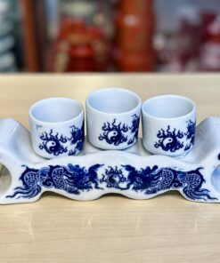 Kỷ Ngai 3 Chén Men Lam
