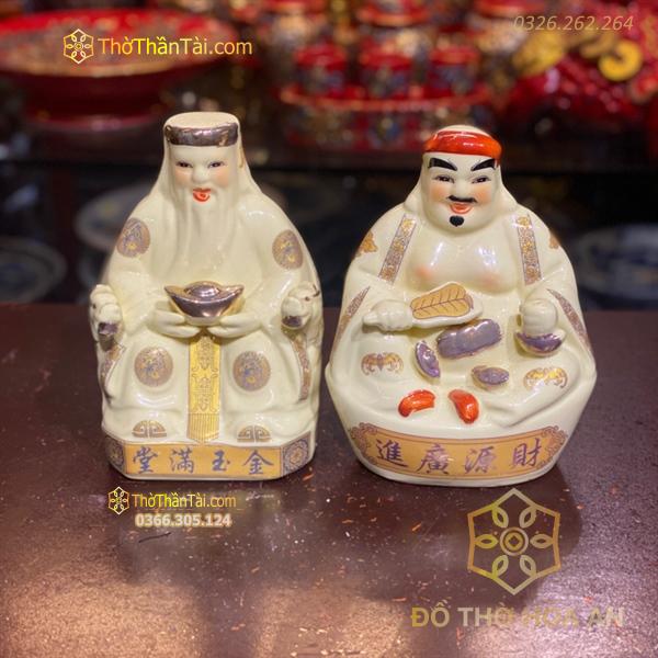 Tượng Thần Tài Thổ Địa Sứ Men Vàng Ngà Bát Tràng