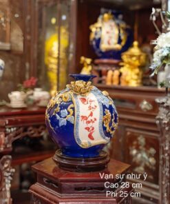 Bình Hút Lộc Cuốn Thư Vạn Sự Như Ý Men Đắp Nổi