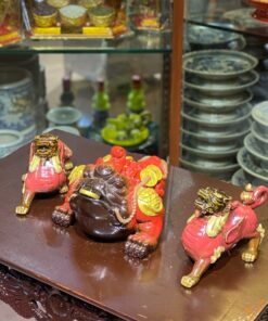 Cặp Cóc Thiềm Thừ & Tỳ Hưu Phong Thủy Sứ Tử Sa Đỏ