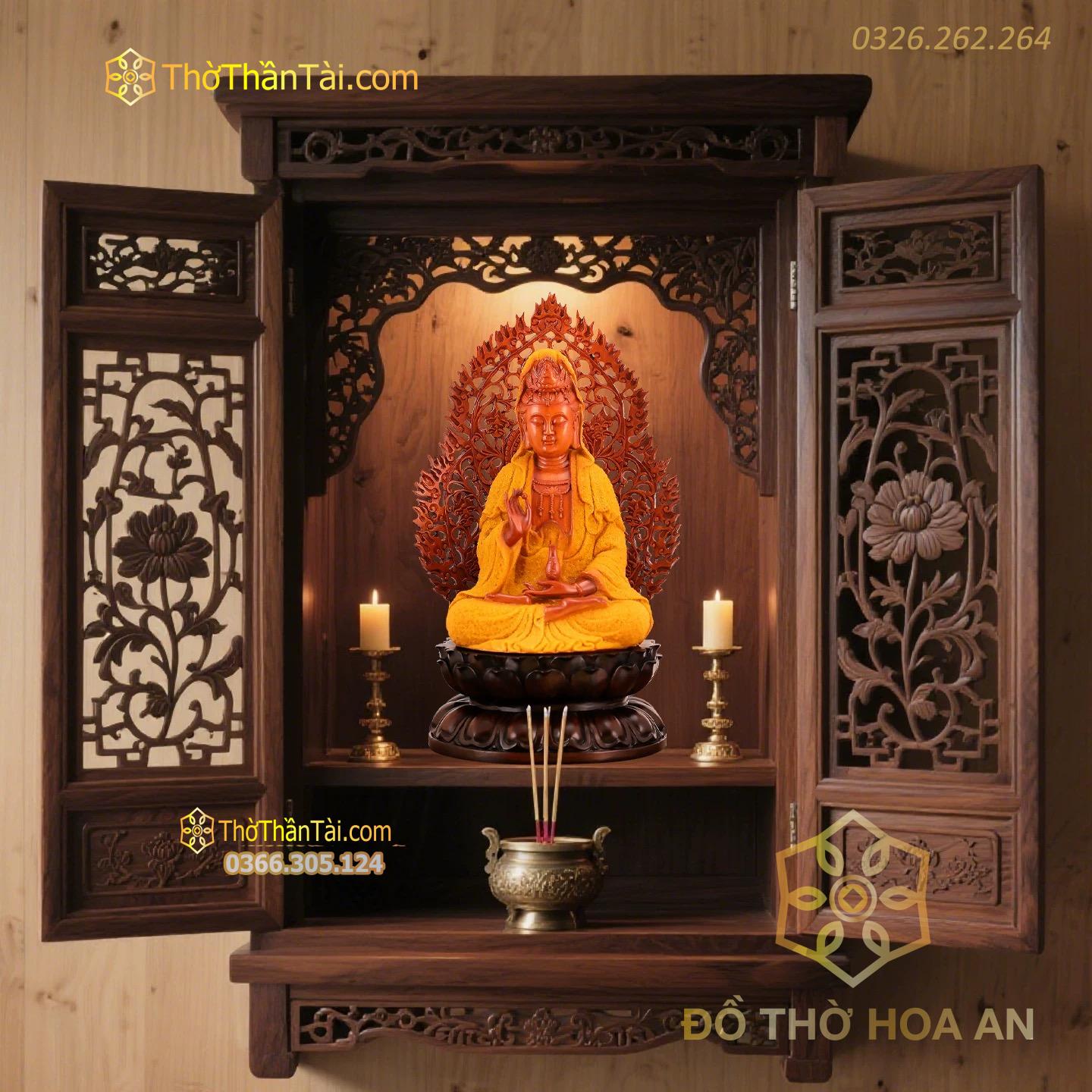Tượng Phật Bà Quan Âm Gỗ Dát Kim
