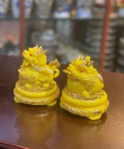 Cặp Cóc Thiềm Thừ & Tỳ Hưu Phong Thủy Đế Xoay Bột Đá Vàng