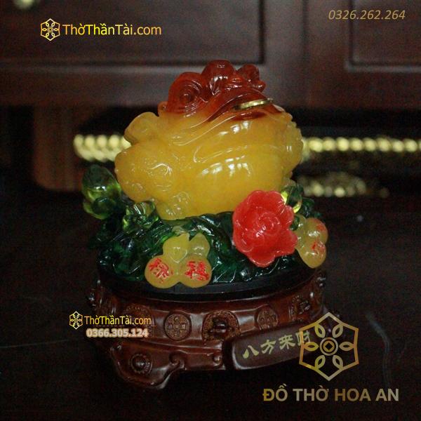 Cóc Thiềm Thừ Phong Thuỷ Xoay Đế Gỗ Hồ Lô Vàng Mật Ong