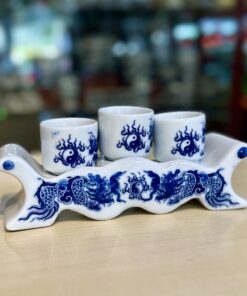Kỷ Ngai 3 Chén Men Lam