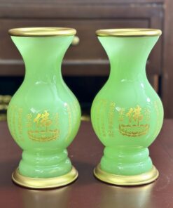 Lọ Hoa Lưu Ly Xanh Bọc Đồng