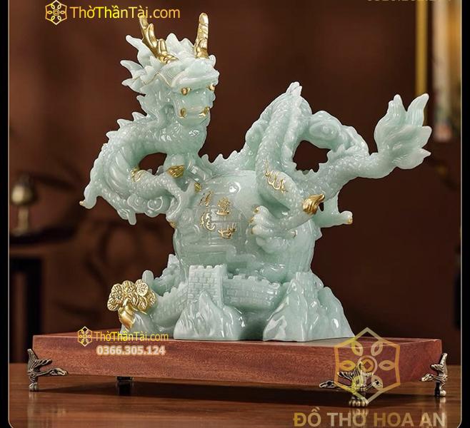 Tượng Rồng Đá Cuộn Long Châu