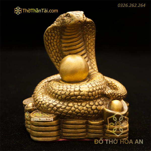 Tượng Rắn Đồng Ngậm Ngọc Phong Thủy