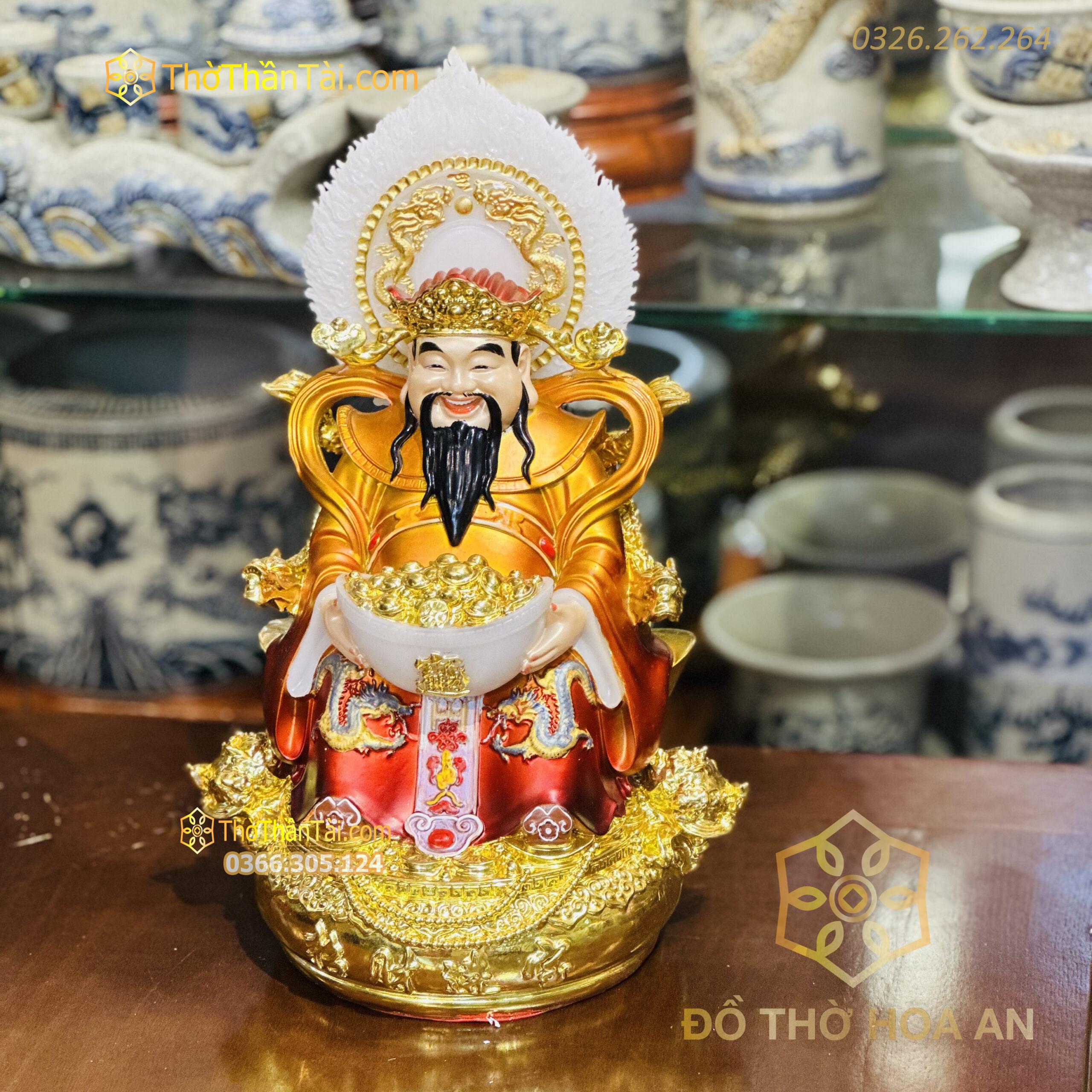 Tượng Thần Tiền Triệu Công Minh Địa Hiệu Ứng Đồng Gấm Đỏ