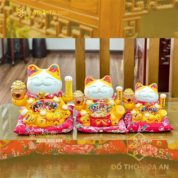 Mèo Thần Tài Vàng Bát Phương Chiêu Tài