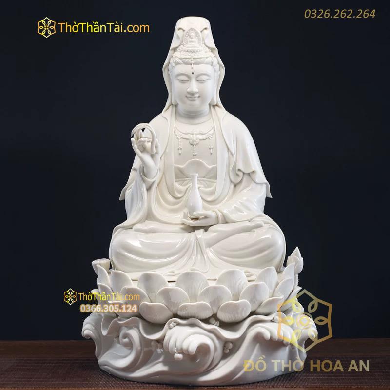 Tượng Phật Bà Quan Âm Đá Bạch Ngọc