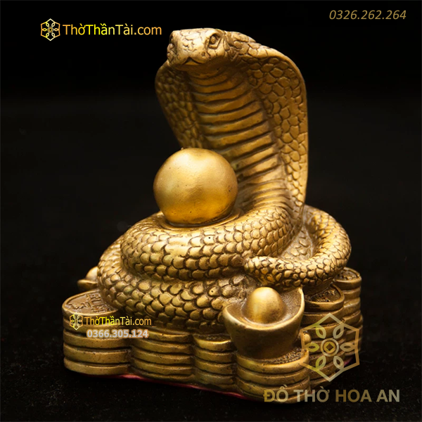 Tượng Rắn Đồng Ngậm Ngọc Phong Thủy