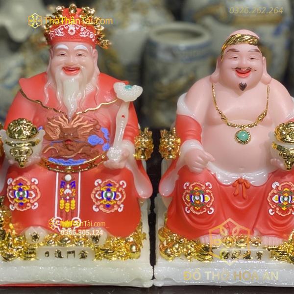 Tượng Thần Tài Thổ Địa Bột Đá Phú Quý Rồng Đỏ