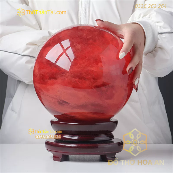 Quả Cầu Đá Phong Thủy Obsidian Đỏ