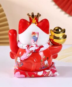 Mèo Thần Tài Đế Vương Đỏ Can Khách Lai Phương Cao 21cm